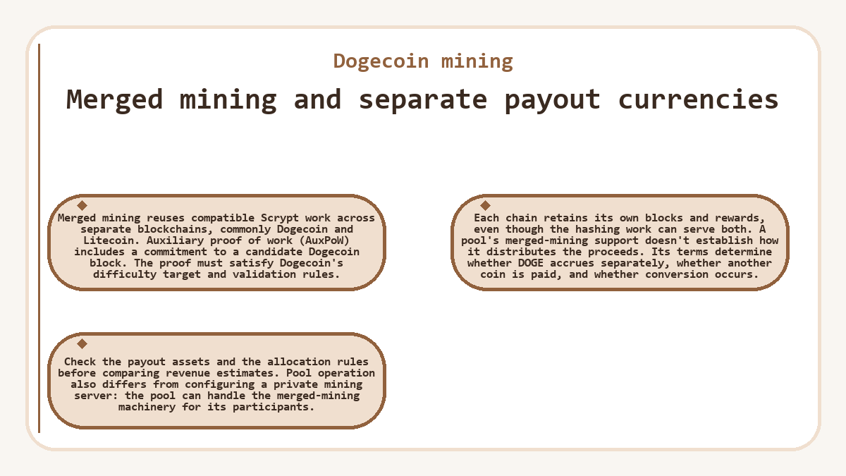 Visual outline: Dogecoin mining - Merged mining and separate payout currencies